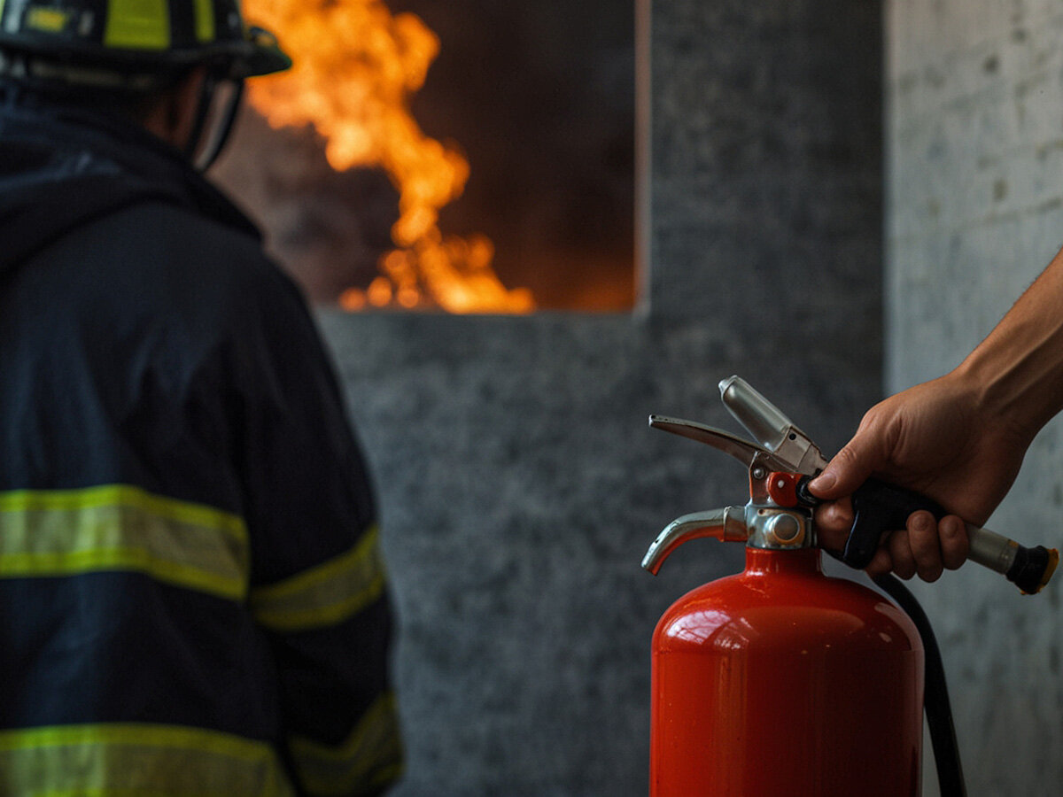 آموزش استفاده از تجهیزات آتش نشانی هنگام آتش سوزی (کاربردی)