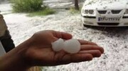 بارش شدید تگرگ‌های۲۰۰ گرمی در یک شهر ایران + فیلم