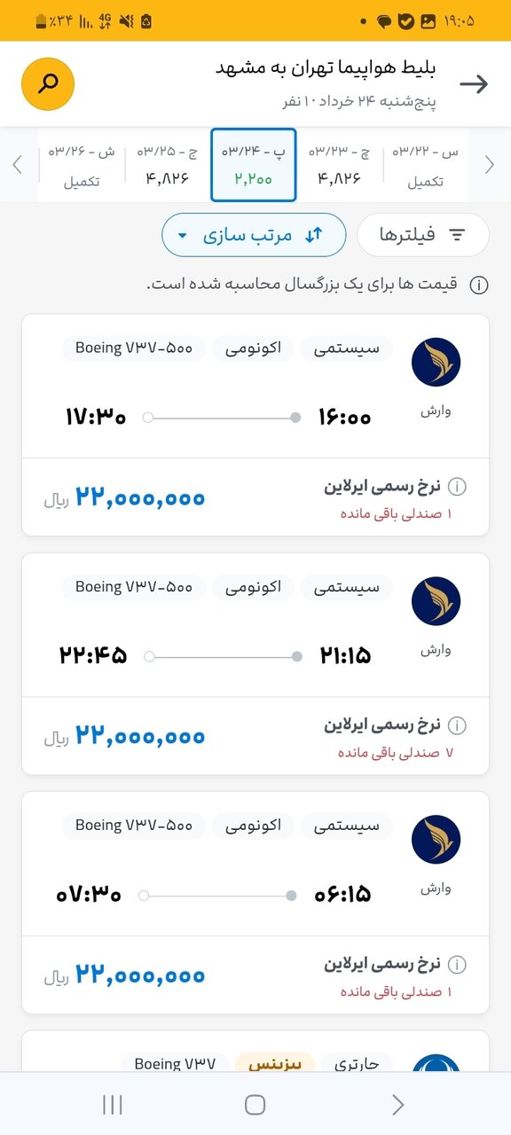 بیتوجهی ایرلاینها به هشدارها؛ گران فروشی آشکار یک میلیون تومانی بلیت هواپیما | فروش چارتری همچنان ممنوع است