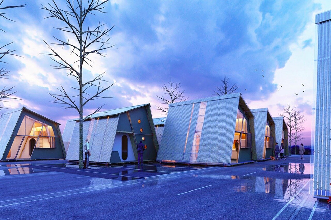 تبدیل پارکینگ عمومی به دهکدهای از خانه های کوچک + تصاویر