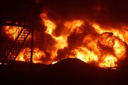 تصویری از آتش‌سوزی عظیم در پایگاه اسرائیلی با عملیات حزب‌الله