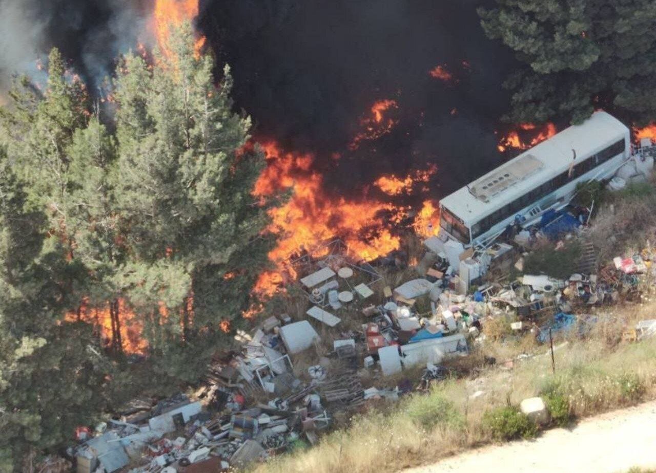 تصویری از آتش‌سوزی عظیم در پایگاه رژیم صهیونیستی با عملیات حزب‌الله