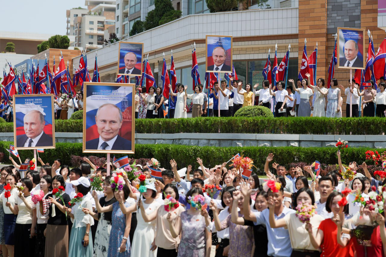 استقبال جالب از پوتین در پیونگ‌یانگ کره شمالی | تصاویر