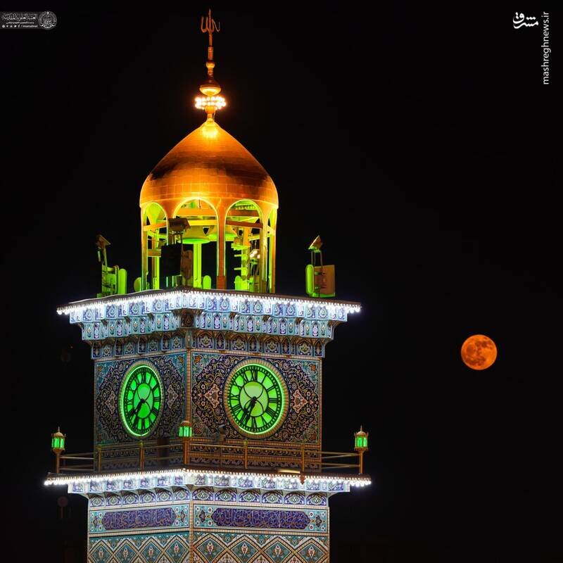 رویت ماه کامل بر فراز حرم امیرالمومنین | تصاویر