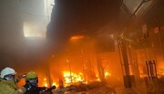 آتش سوزی گسترده در خیابان نیاوران + ویدئو