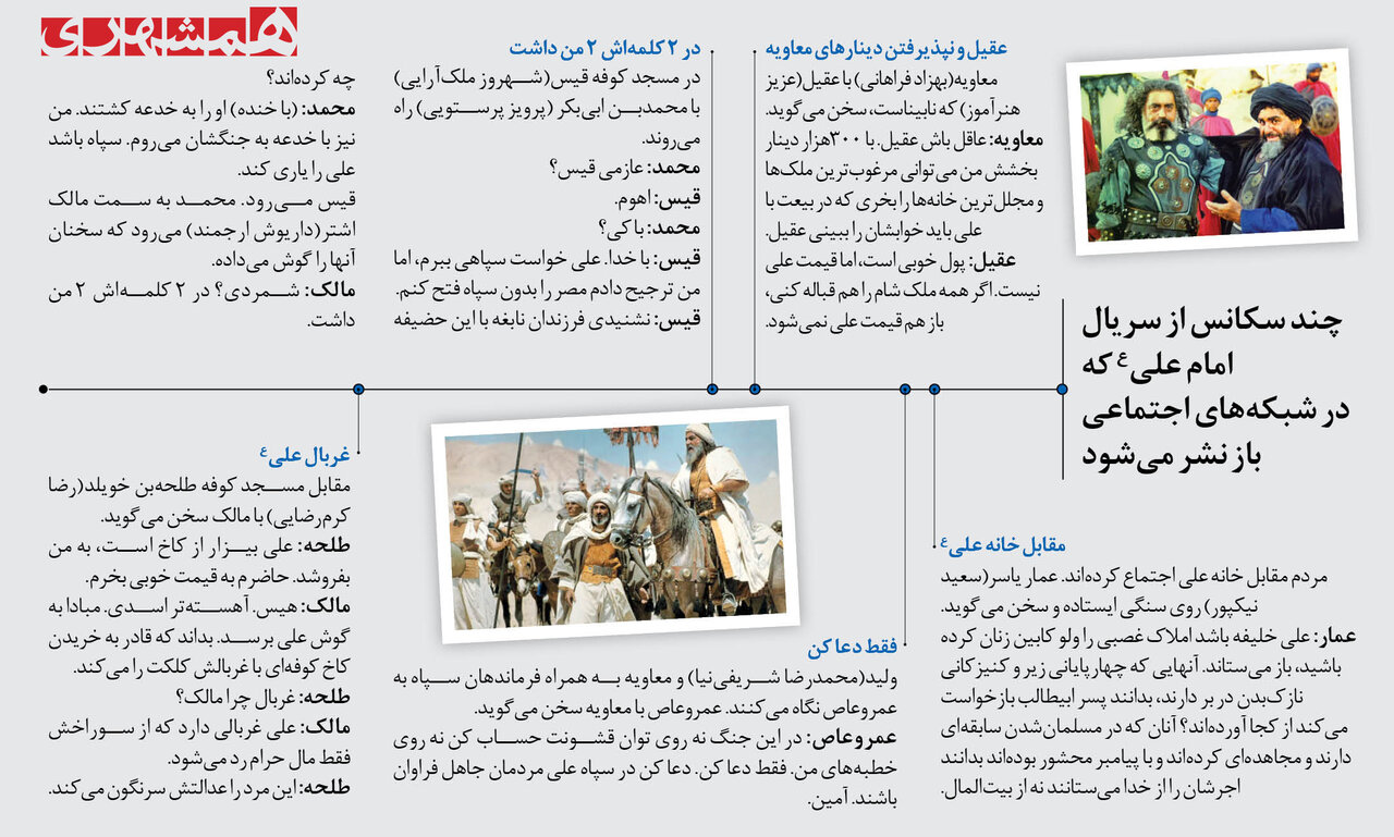 چند صحنه از فیلمنامه سریال «امام علی (ع)» که در فضای مجازی پربازدید شده است