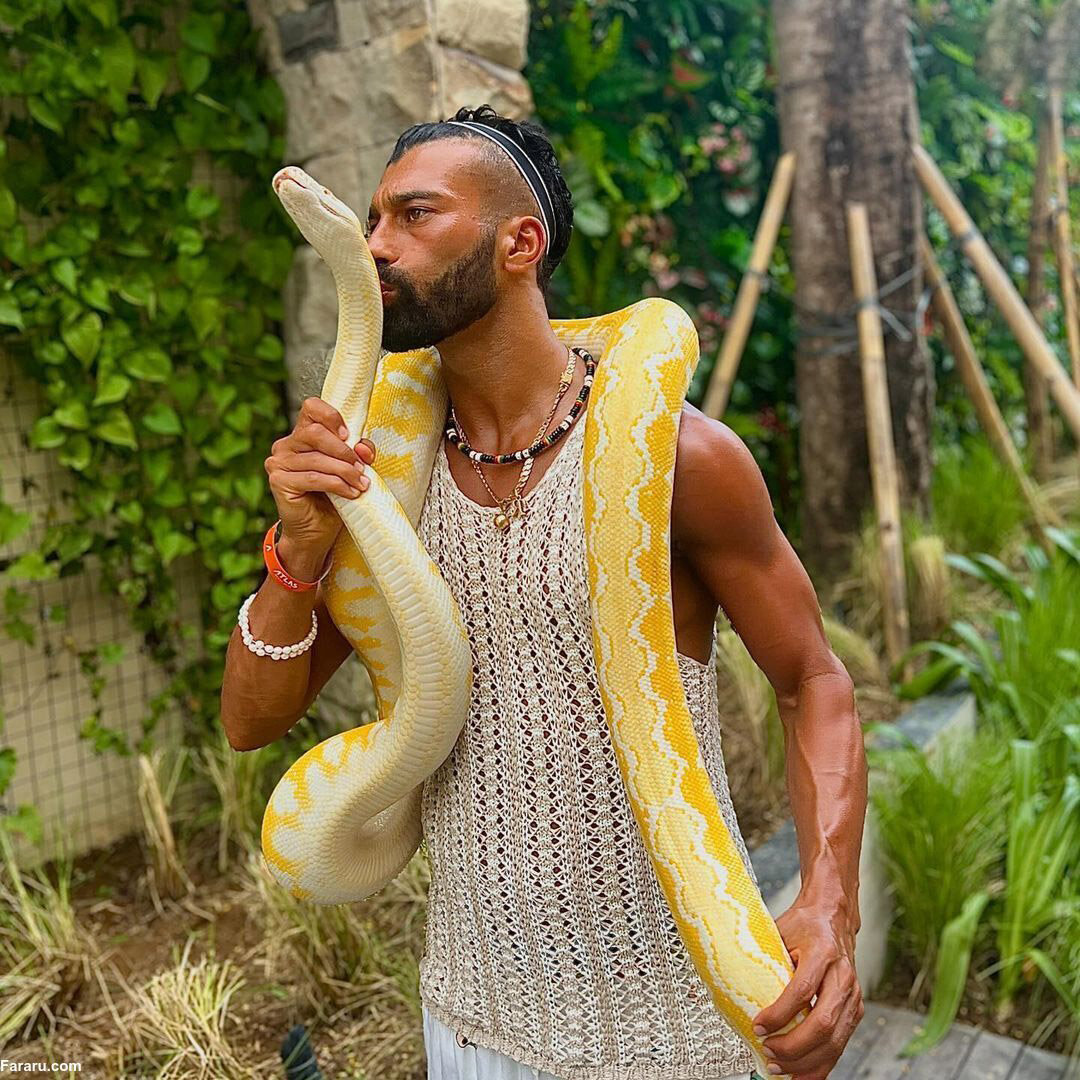 بازی رامین رضاییان با مار غولپیکر! | تصاویر