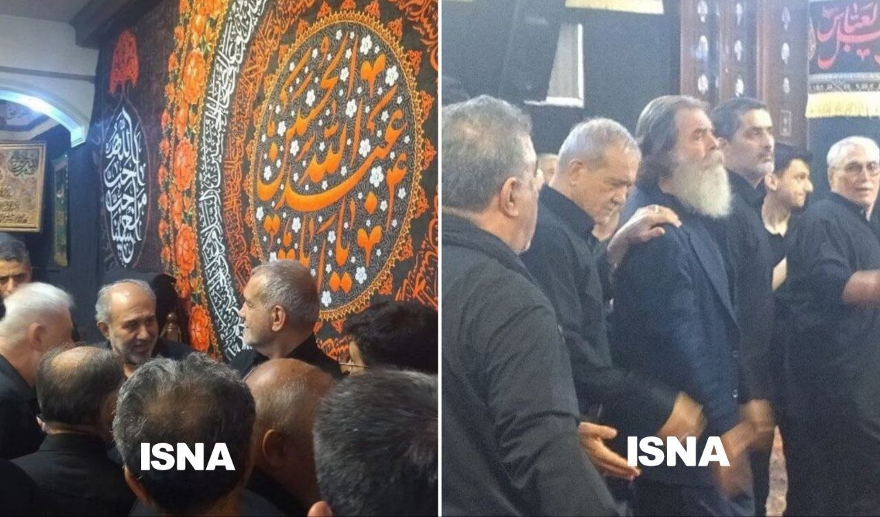 تصاویری از حضور پزشکیان در مراسم عزاداری در محله منیریه تهران