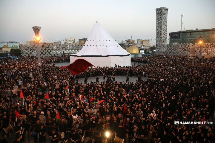 مراسم خیمه سوزان عصر عاشورا در میدان امام حسین(ع) |تصاویر