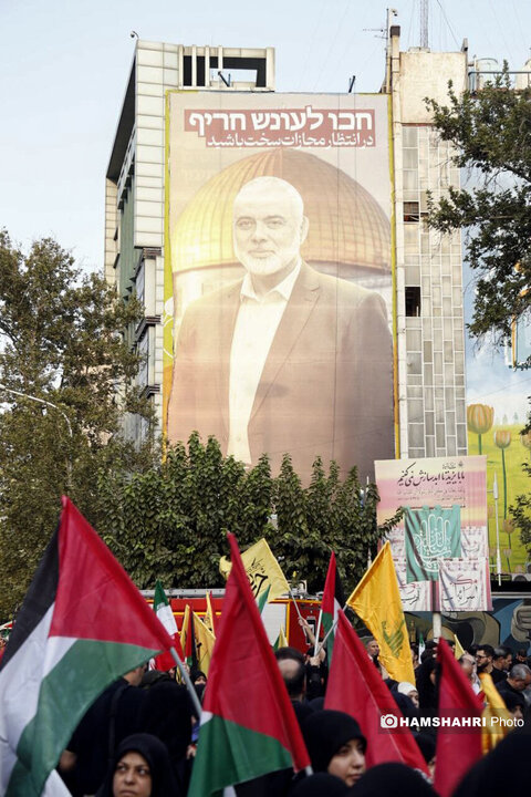 تصاویری از اجتماع مردم تهران در میدان فلسطین در پی ترور اسماعیل هنیه
