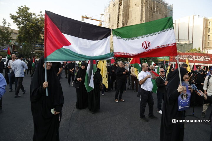 تصاویری از اجتماع مردم تهران در میدان فلسطین در پی ترور اسماعیل هنیه