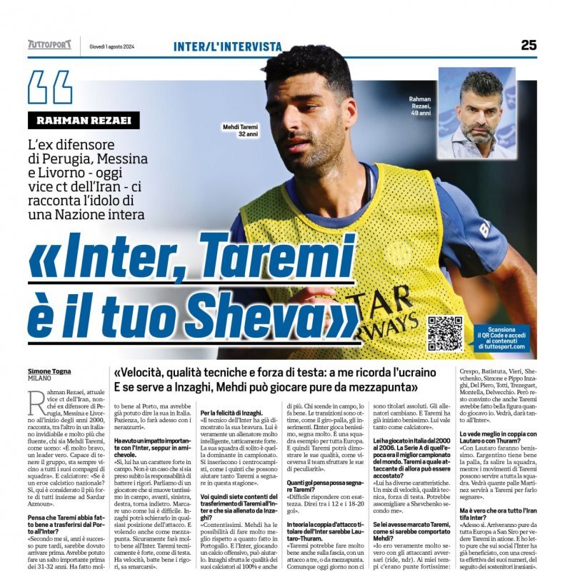 طارمی شبیه شوچنکو است | با آمدن او به اینتر همه در ایران طرفدار این تیم شدهاند