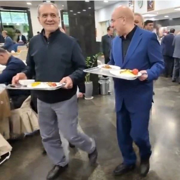 ناهار غیررسمی جالب پزشکیان و قالیباف | عکس