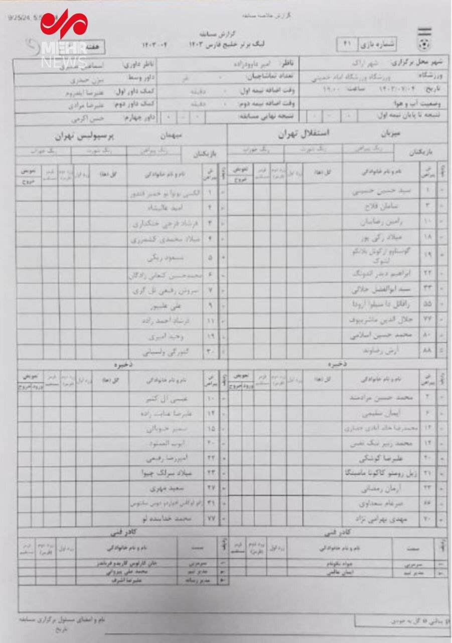 لیست بازیکنان اصلی و ذخیره استقلال و پرسپولیس برای دربی ۱۰۴ | عکس