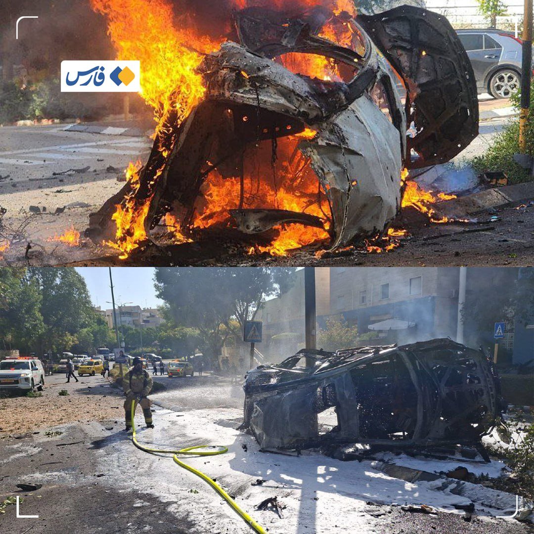 راکت حزبالله خودروی اسرائیلی را به آتش کشید + عکس و فیلم