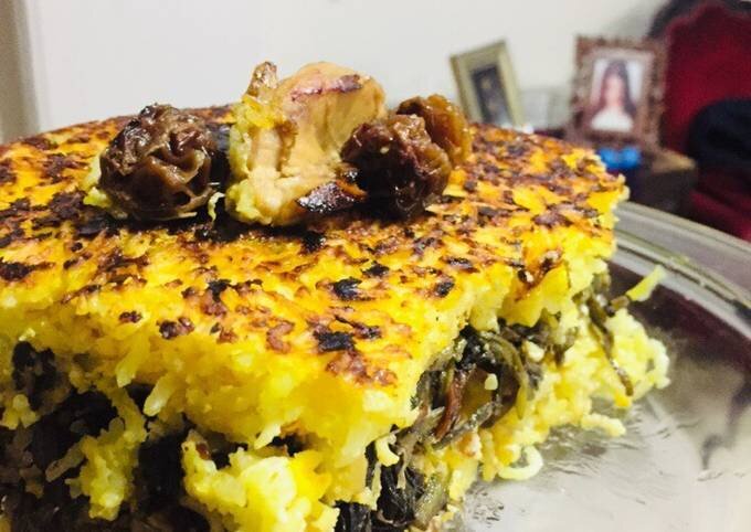 طرز تهیه تهچین آلو اسفناج | راز خوشمزه و خوشرنگ شدن ته چین لو رفت!