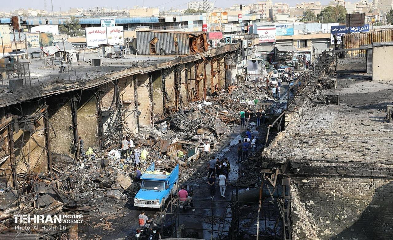 وضعیت بازار آهن شادآباد ۳ روز پس از آتشسوزی | تصاویر