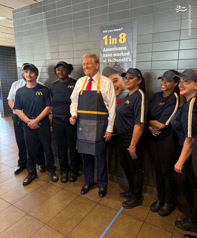 سیرک جدید انتخاباتی ترامپ در پنسیلوانیا ؛ کار کردن ترامپ در رستوران مکدونالد | تصاویر