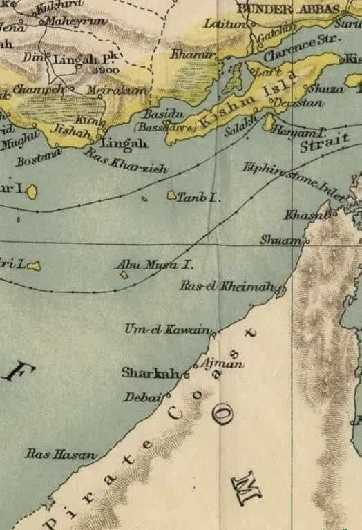 پیدا شدن نقشه قدیمی انگلیسی و تأیید مالکیت ایران بر جزایر سه گانه  + عکس