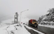 بارش شبانه و زیبایی محشر برف پاییزی در جاده چالوس + تصاویر