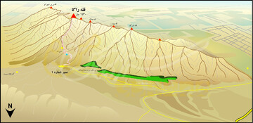 نقشه دسترسی به قله راگا شهرری جبهه جنوبی،  مسیر شماره یک