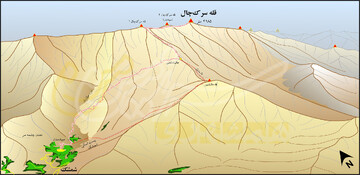 نقشه دسترسی به قله سرکچال ، جبهه جنوبی روستای شمشک بالا