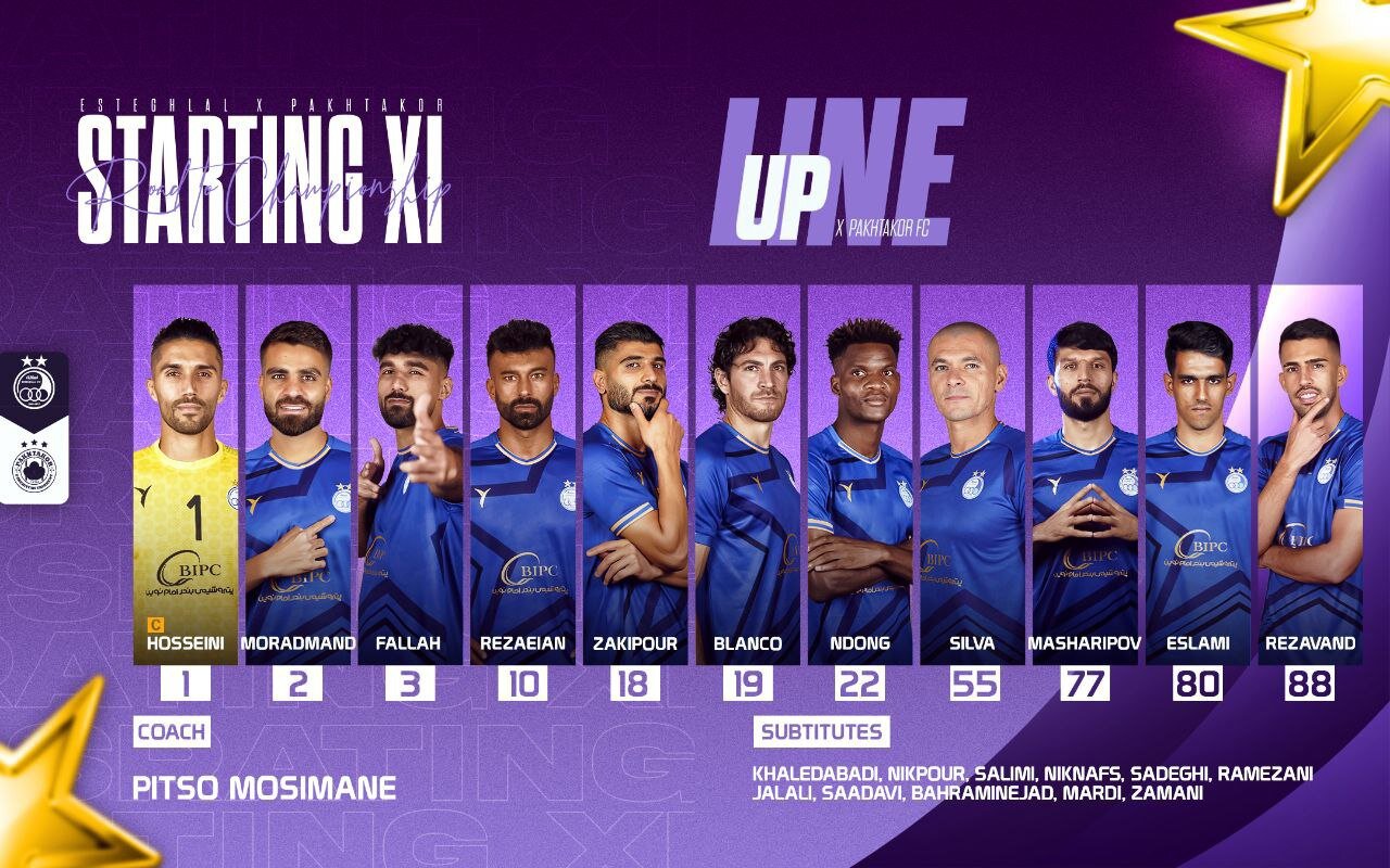 اعلام ترکیب استقلال ایران در برابر پاختاکور ازبکستان برای دیدار امشب اعلام ترکیب استقلال ایران در برابر پاختاکور ازبکستان برای دیدار امشب