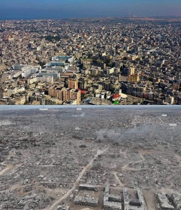 اردوگاه جبالیا قبل و بعد از حملات صهیونیستها | عکس