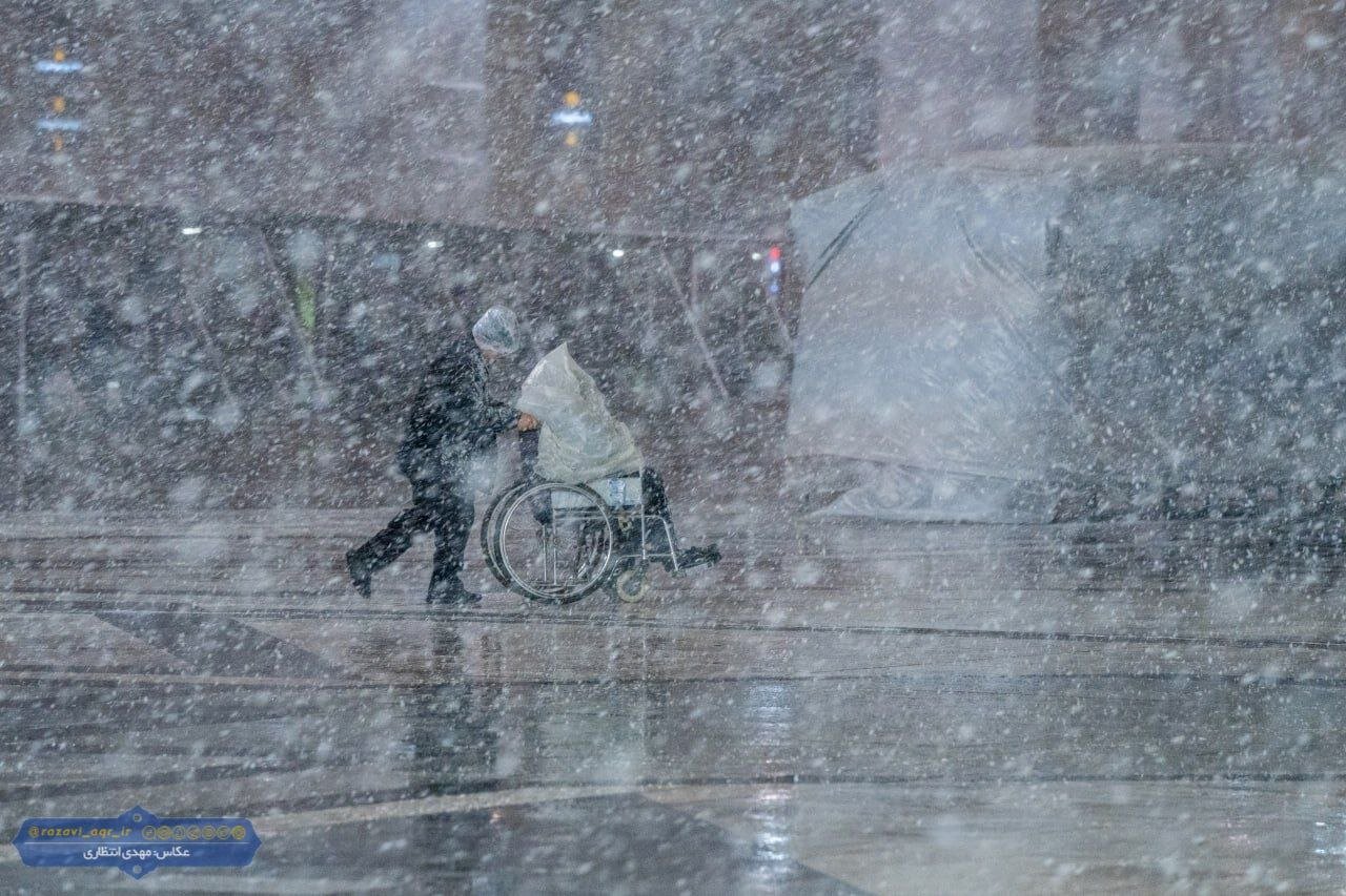 زیباییهای حرم امام رضا (ع) در برف | تصاویر