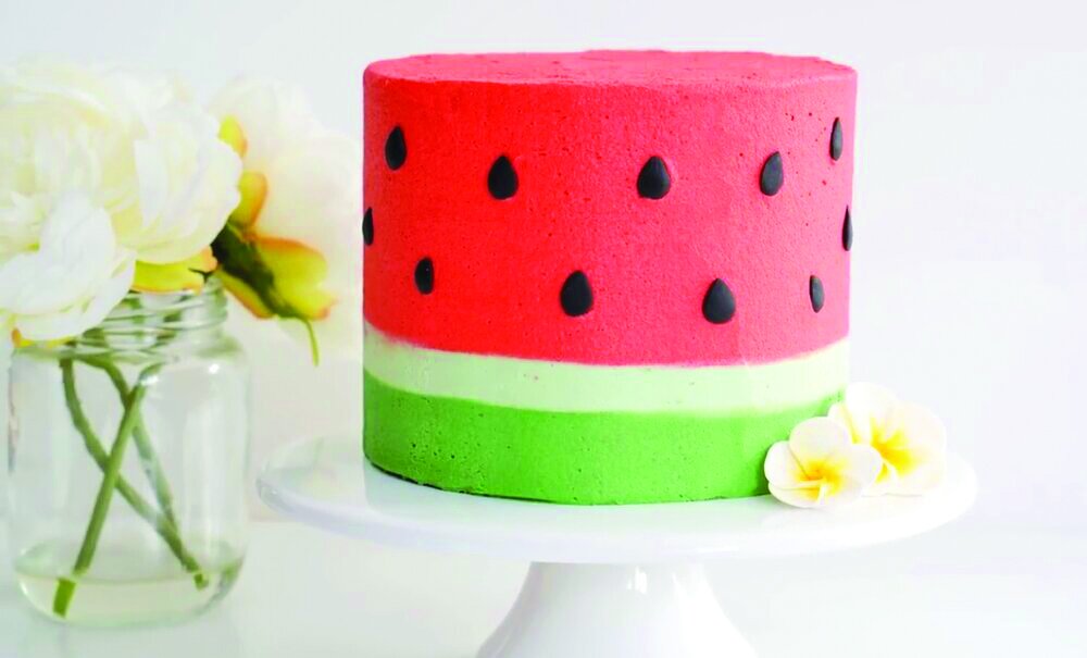 کیک هندوانه ای در قابلمه + آسانترین روش تهیه | قشنگ ترین کیک شب یلدا را بدون فر درست کنید