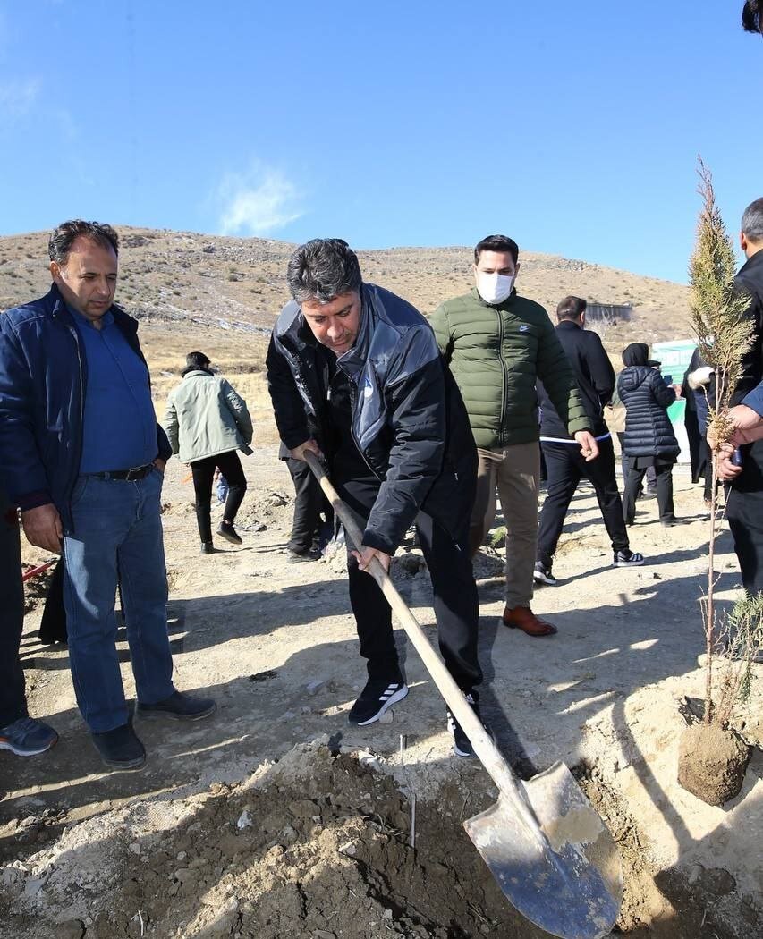 کاشت نهال توسط سرمربی استقلال و آلومینیوم | ویدئو + عکس