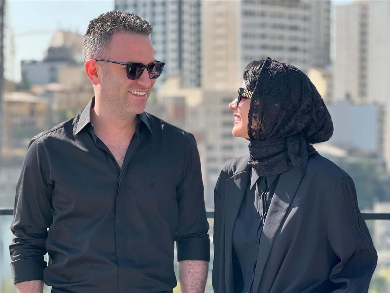 استایل مشکی بهرام افشاری و خانم بازیگر فیلم جدیدش | ببینید