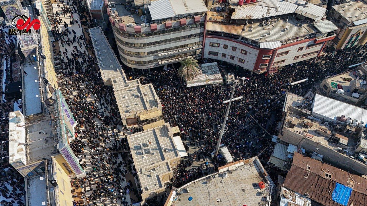 تصاویر هوایی از خیل عظیم شیعیان در سالروز شهادت امام موسی کاظم(ع) در کاظمین | ویدئو