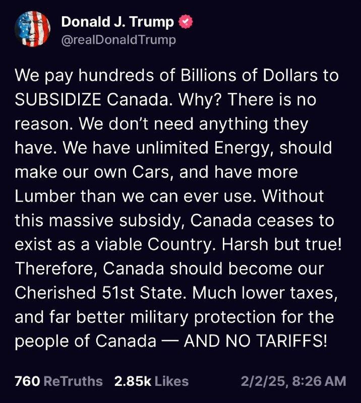 پست جنجالی ترامپ درباره کانادا ؛ اگر می خواهید خبری از اِعمال تعرفههای سنگین نباشد ...