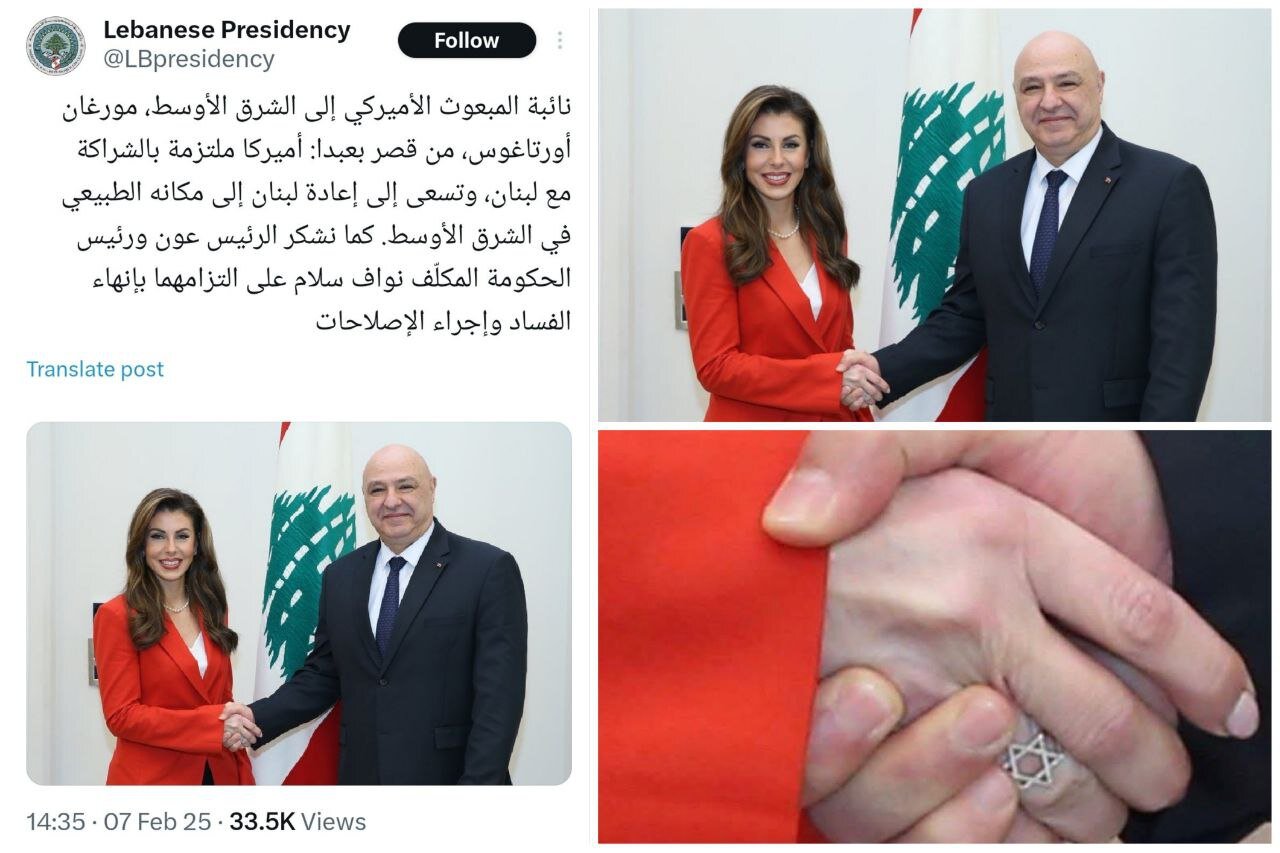 تصویر دست دادن معاون نماینده ویژه ترامپ با رئیس جمهور مسیحی لبنان جنجالی شد | تصاویر