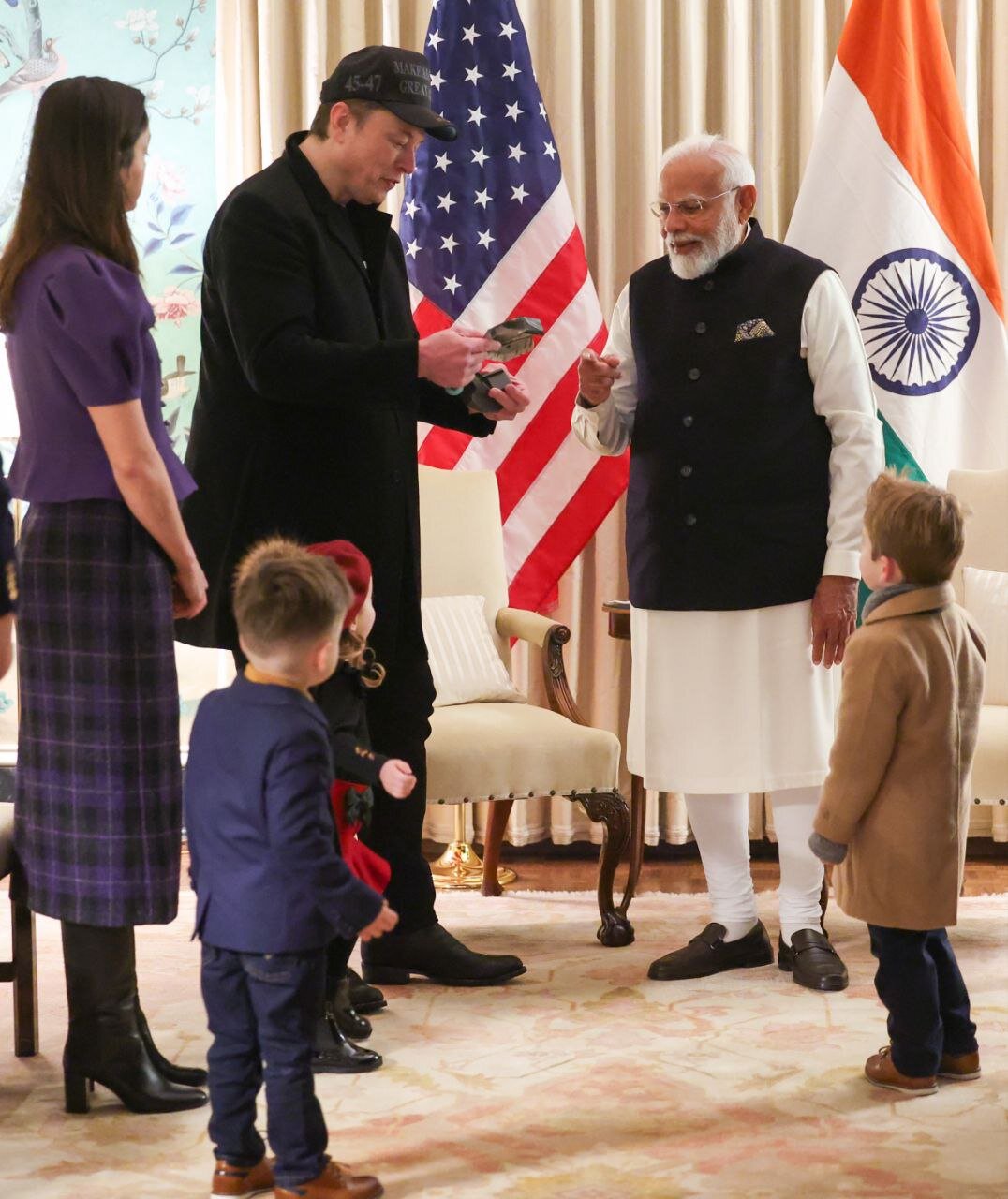 ایلان ماسک خانوادگی به دیدار نخست وزیر هند رفت | تصاویر