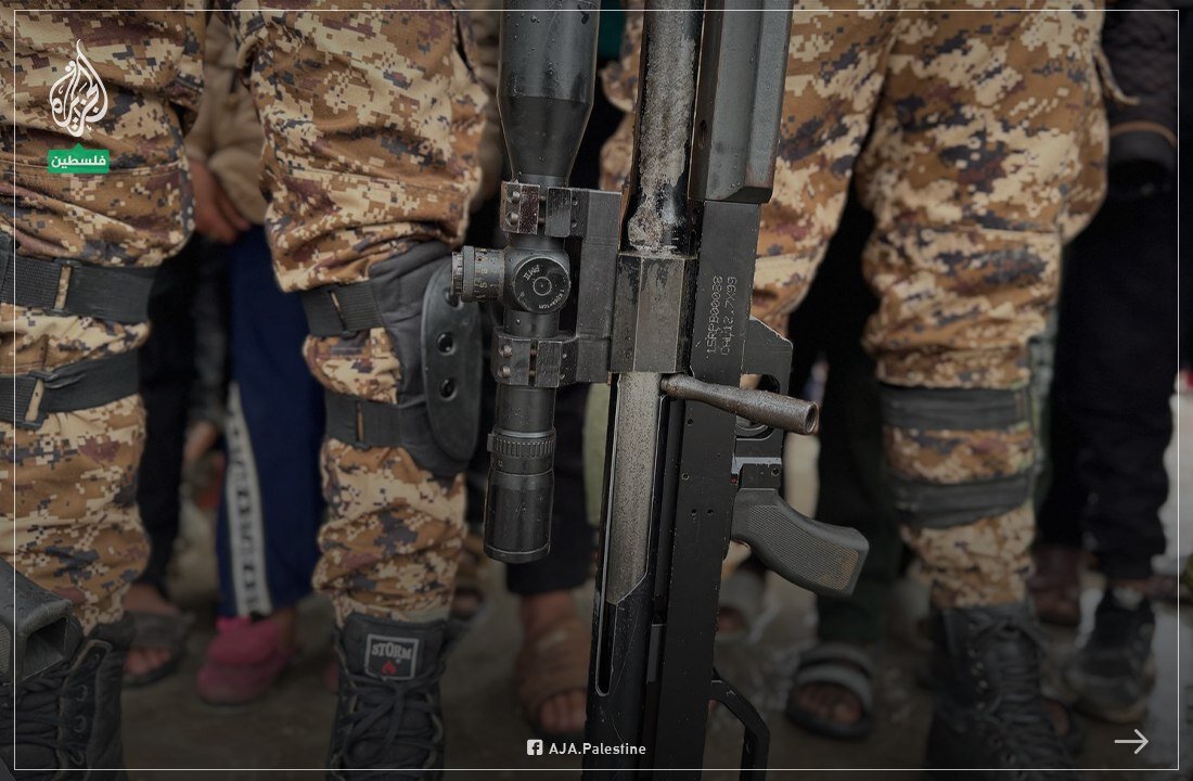 تکتیراندازان گردانهای قسام در مراسم تحویل اسرای اسرائیلی | تصاویر