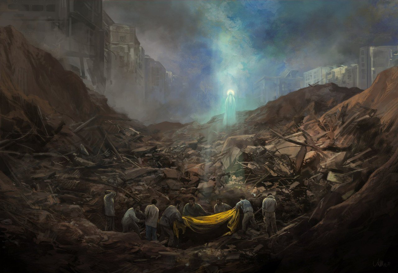 نگارگری جگرسوز حسن روح‌الامین در رثای سید مقاومت | عکس