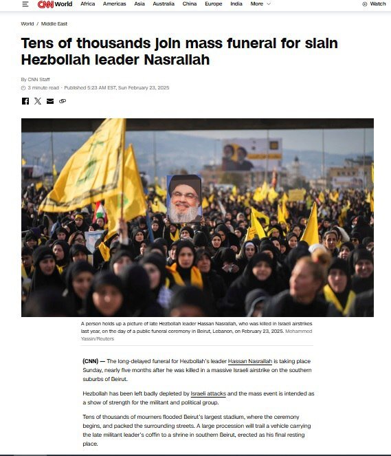 بازتاب تشییع پیکرهای نصرالله و صفیالدین در رسانههای جهان