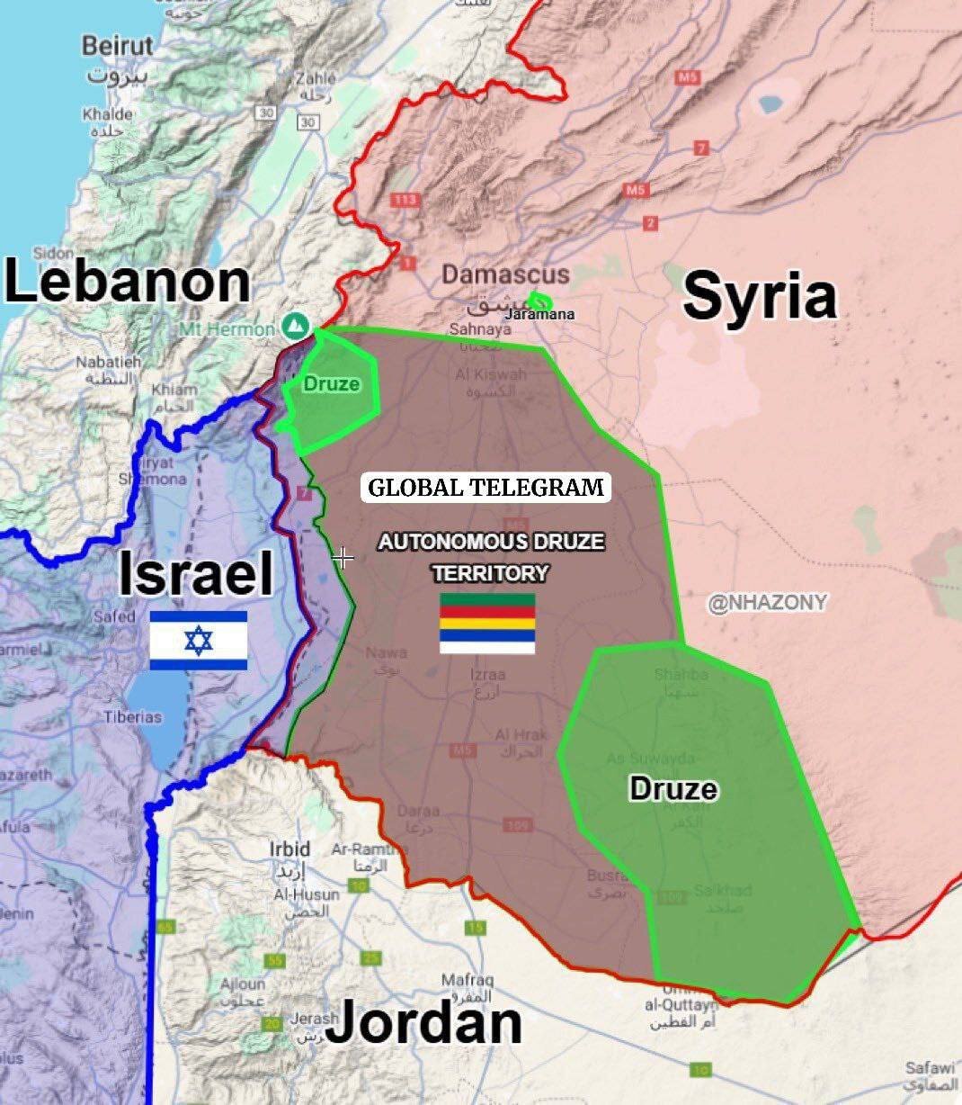 تجزیه سوریه کلید خورده+ جزئیات و تقشه | کشور جدیدی در خاورمیانه در حال رشد است | تحریک دروزیها برای درگیری با جولانی