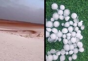 تگرگ و برف شدید عربستانی‌ها را غافلگیر کرد |‌ تصاویر