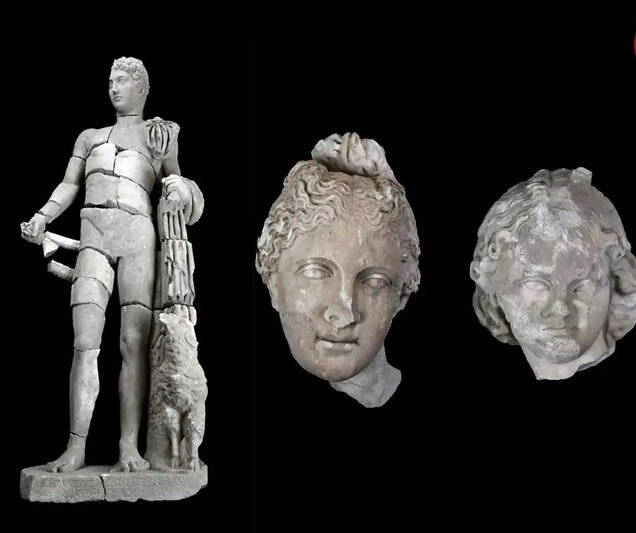 از زیر خاک بیرون آمدن مجسمۀ «خدای مسافران» بعد از ۲ هزار سال | عکس