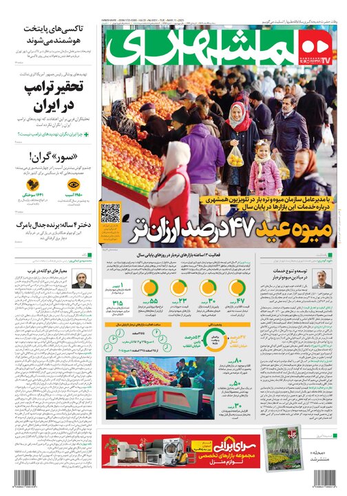 روزنامه‌های سه‌شنبه ۲۱ اسفند ۱۴۰۳
