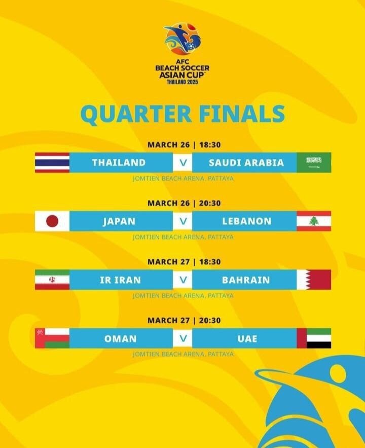 بحرین حریف ایران شد ؛ زمان بازی تیم ملی فوتبال ساحلی ایران در مرحله یک هشتم