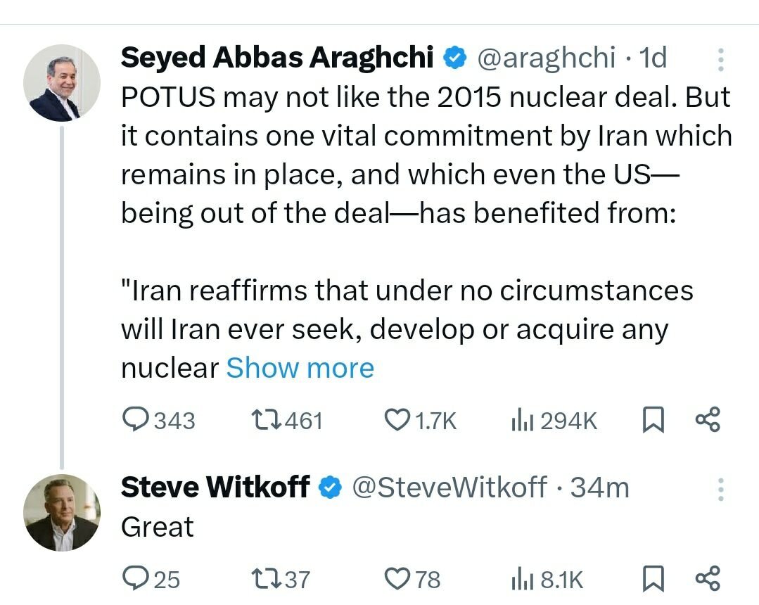 استقبال متفاوت فرستاده ویژه ترامپ از توییت عراقچی + عکس