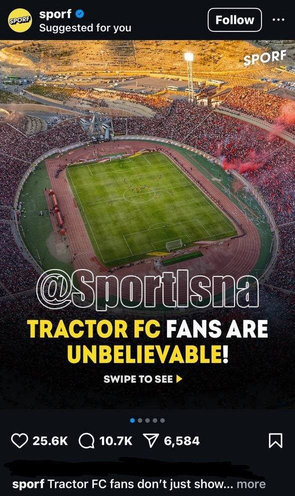 تصاویری از ورزشگاه «یادگارامام تبریز» در صفحات خارجی