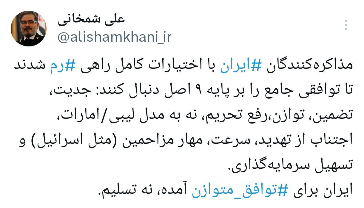 ۹ اصل مورد نظر ایران در مذاکرات رم به روایت مشاور رهبر انقلاب+ عکس | مذاکرهکنندگان اختیارات کامل دارند