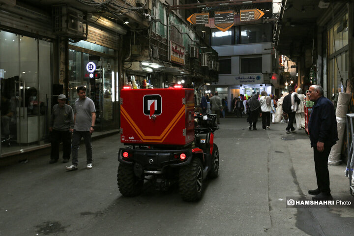 تجهیزات ویژه آتش نشانی تهران برای حریق بازار