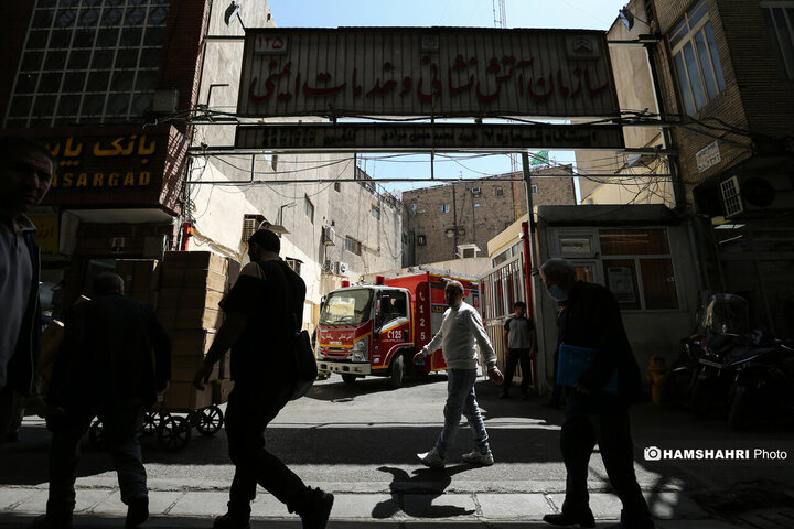 تجهیزات ویژه آتش نشانی تهران برای حریق بازار