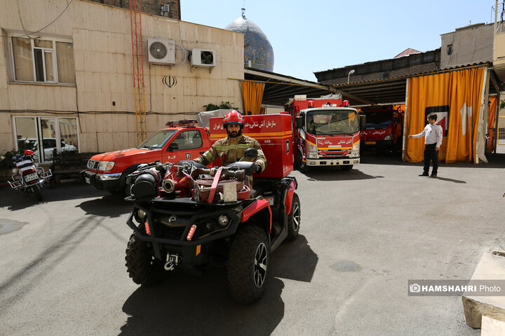 تجهیزات ویژه آتش نشانی تهران برای حریق بازار